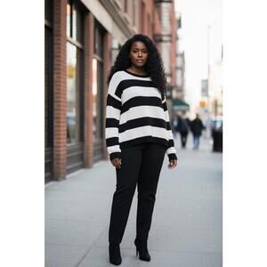 Black and White Striped Women's Sweater